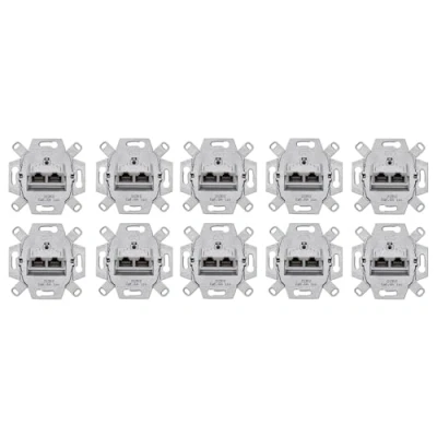 Abbildung von 10 x Rutenbeck UAE Cat. 6A iso Universal Anschlussdose/Datendose LAN 136104070, 2 fach RJ45, Gbit/s, Unterputz, geschirmt