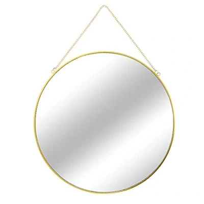 Abbildung von Mojawo Hochwertiger Wandspiegel Rundspiegel Hängespiegel Spiegel Dekospiegel Gold mit Kette Ø 30 cm