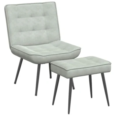 Abbildung von vidaXL Sessel Relaxsessel mit Hocker Hellgrau Samt (1 St)