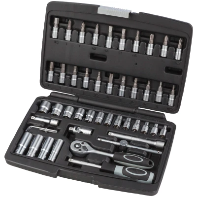 Abbildung von WGB BASIC PLUS Stecknüsse &quot;1/4&quot; Steckschlüssel Garnitur&quot;, (Set, 47 St.), Chrom Vanadium Stahl, im Kunststoffkoffer