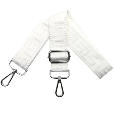 Abbildung von Schultergurt für Tasche Taschengurte zum Wechseln, Verstellbar Taschengurt Breit 3.8cm mit Silber Karabiner Taschenband Schulterriemen Tragegurt Handtaschen Damen, Rein weiß, K24