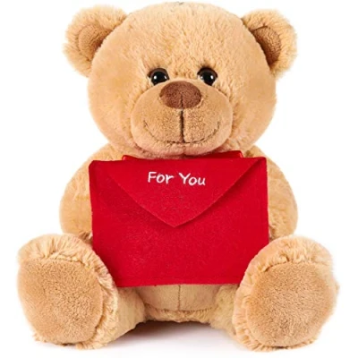 Abbildung von BRUBAKER Kuscheltier Teddy Plüschbär mit Umschlag Rot &quot;For You&quot; 25 cm Teddybär Plüschteddy (1 St., Geschenk Set), Schmusetier Stoff Briefumschlag Hellbraun