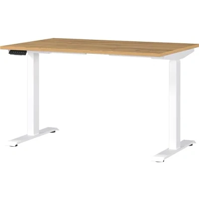Abbildung von Germania Schreibtisch 7907 552, in Grandson Eiche Nb./Weiß, EL. höhenverstellb., 120 x 80 cm (BxHxT)