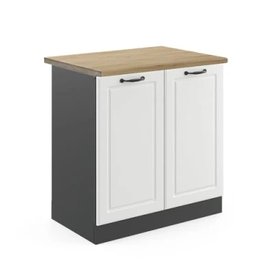 Abbildung von Vicco Spülenunterschrank R Line, Weiß Landhaus/Anthrazit, 80 cm, AP Eiche