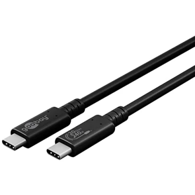 Abbildung von goobay 61718 USB4 Kabel Gen 2x2 / USB C auf Schnellladekabel 240W 48V 5A 20 Gbits Datenübertragungsrate/Zertifiziertes USBC 4.0 2m
