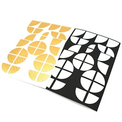Abbildung von Finest Folia 4D Carbonfolie Emblem Ecken Aufkleber (K004 Gold Weiß)