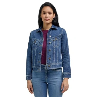 Abbildung von Lee Rider Jacket Jeansjacke, Damen, Größe: 42, Classic indigo