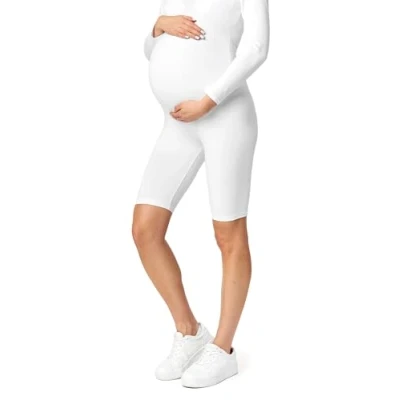 Abbildung von BE Mammy Kurze Umstandsleggings aus Viskose Bequeme und blickdichte Schwangerschaftsleggings Umstandsshorts Umstandsmode Sommer 04 (Weiß, 3XL)