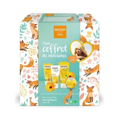 Abbildung von Weleda Mein Geschenkset zur Geburt reinigt sanft und schützt für die tägliche Pflege von Babys Kleinkindern Natur 200 ml + 75 25 g