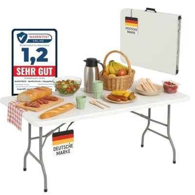 Abbildung von Albatros International Beistelltisch Buffettisch Klapptisch Weiß (für bis zu 10 Personen für Bierzelt mit Tragegriff), robuste Konstruktion klappbar und hohe Tragkraft