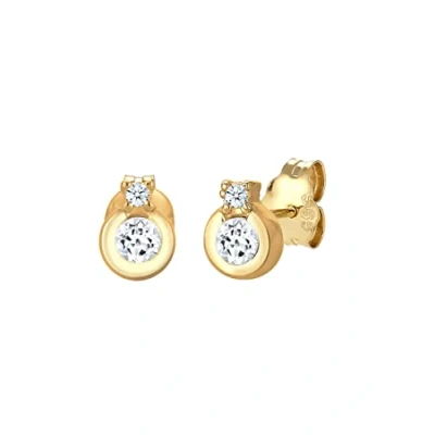 Abbildung von Elli DIAMONDS Ohrringe Damen Ohrstecker Klassik Kreis Topas mit Diamant (0.03ct.) in 585 Gelbgold