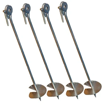 Abbildung von Loggyland Bodenanker zum Eindrehen ins Erdreich, Eindrehanker, Eindrehen, (4 St., Set incl. Belagscheibe und Befestigungsschraube für Holz), Schaukelanker, aus verzinktem Stahl