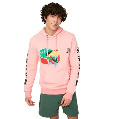 Abbildung von Trendyol Herren Young Regular Fit Basic Hood Knit Sweatshirt, Puder, XL