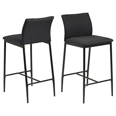 Abbildung von AC Design Furniture Devin Barhocker, H: 90,5 x B: 41 T: 48,5 cm, Grau, Stoff/Metall, 2 STK.
