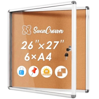 Abbildung von Swansea Schaukasten Innen 6 x A4, Korkrückwand, Abschließbar, Aushangkasten mit Aluminiumrahmen, Acrylglas Flügeltür, Infotafel