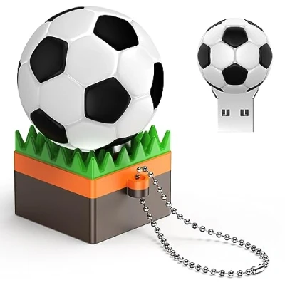 Abbildung von 32GB USB Stick Fußball Speicherstick Uflatek Weiß 2.0 Flash Laufwerk Neuheit U Disk Karikatur Memory Sticks 32 GB Datensticks für Computer, Tablet, PC und mehr