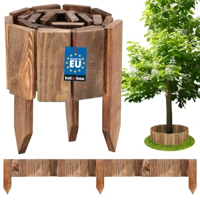 Abbildung von KOTARBAU® 1 Stk. Rollborder 10 x 110 cm Holzzaun Braun Beeteinfassung aus Kiefernholz Flexibler Gartenzaun Rasenkanten Gartenpalisade Zuschneidbar Dekorieren Zaunpfosten Umzäunung