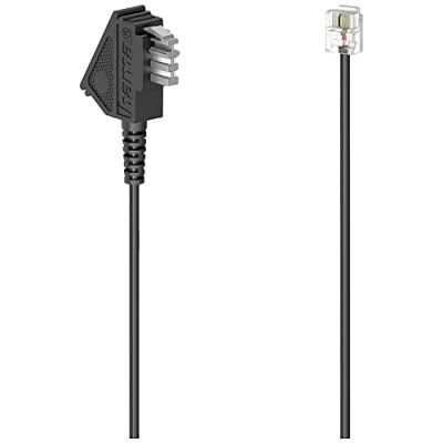 Abbildung von Hama TAE U Verlängerungskabel 3m Schwarz Festnetztelefon (TAE F N Verlängerung Kupplung Stecker Telefon Kabel Fax AB Modem)