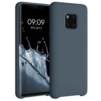 Abbildung von kwmobile Hülle kompatibel mit Huawei Mate 20 Pro Silikon Handy Case Handyhülle weiche Oberfläche kabelloses Laden Dunkler Schiefer