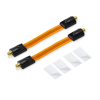 Abbildung von conecto 2X Premium Fensterdurchführung für SAT Kabel koaxial inkl. Klebepads (F Kupplung auf F Kupplung, vergoldet) 20 cm