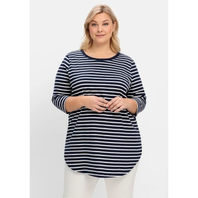Abbildung von Sheego Langarmshirt, Damen, Größe: 40/42, Dark blue/white