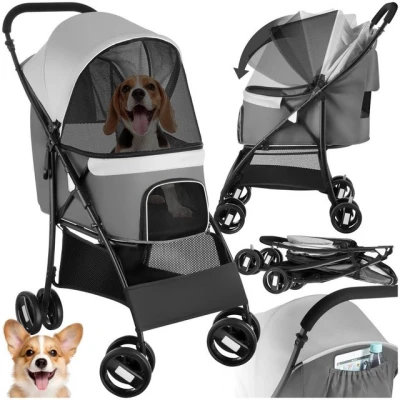 Abbildung von tectake® Transportwagen für Hunde, Katze, Haustiere, mit Sicherheitsleine, Hundewagen, Hundebuggy, Katzenwagen, Reisebuggy, Hundekinderwagen, Pet Stroller, Katzenbuggy, Reise, Auto, Krankheit,