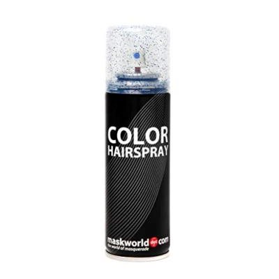 Abbildung von Maskworld Glitter Color Haarspray für farbig buntes Haar Blau Glitzer Farbspray zum Verkleiden &amp; Schminken Karneval, Fasching, Halloween Motto Party