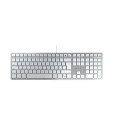 Abbildung von CHERRY KC 6000 SLIM FOR MAC, Kabelgebundene Mac Tastatur (USB A Anschluss), Pan Nordisches Layout (QWERTY), Flüsterleise Tasten, Flaches Design, Weiß Silber
