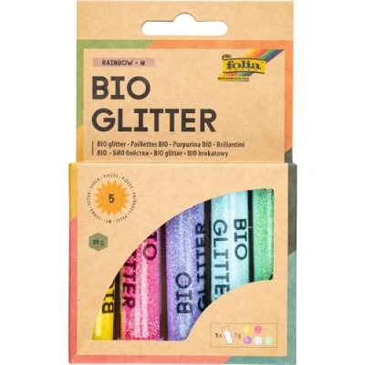 Abbildung von folia 57812 Bio Glitter Mix RAINBOW M, 5 Tuben à 7g, organischer Glitzer in verschiedenen Farben, zum Verzieren und Dekorieren