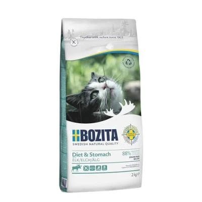 Abbildung von BOZITA Diet &amp; Stomach Getreidefrei mit Elch Trockenfutter für wenig aktive und übergewichtige erwachsene Katzen, 2 kg