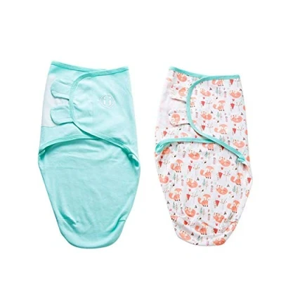 Abbildung von Baby Pucksack Wickel Decke 2er Pack Universal Verstellbare Schlafsack für Säuglinge Babys Neugeborene Unisex (5 7 Monate, Türkis)