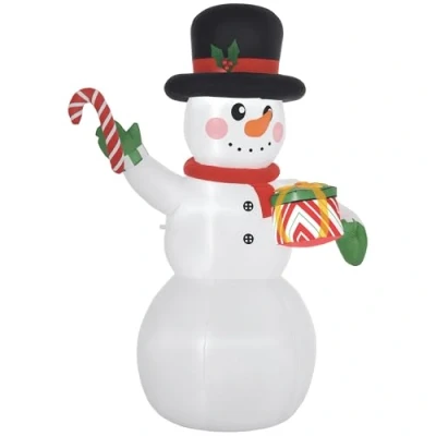 Abbildung von Outsunny Aufblasbar Weihnachtsdeko, 1,8 m Schneemann mit LED Beleuchtung, Gartendeko, Selbstaufblasende Weihnachtsbeleuchtung für Innen und Außenbereich