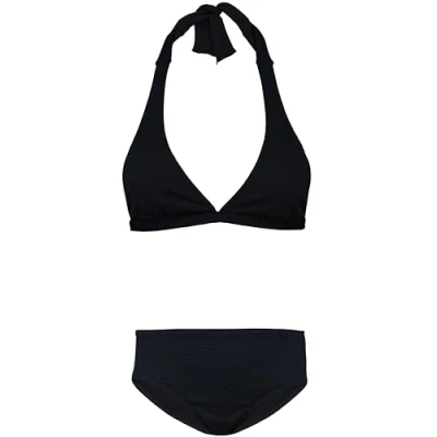 Abbildung von Aquarti Mädchen Bikini Set Bustier Bikinislip Zweiteiliger Badeanzug, Farbe: Zum Binden Jacquard Punkte Schwarz, Größe: 158