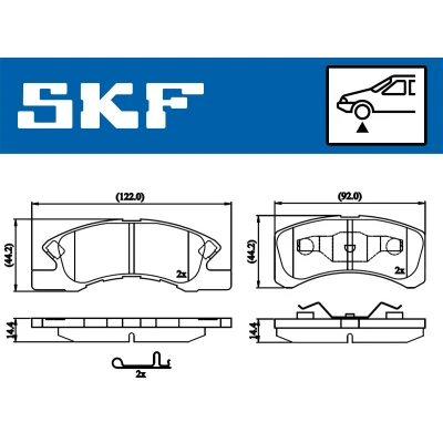 Abbildung von SKF VKBP 80490 A Bremsbelagsatz mit akustischer Verschleißwarnung MITSUBISHI: Mirage / Space Star Schrägheck, Limousine, DAIHATSU: Cuore 6