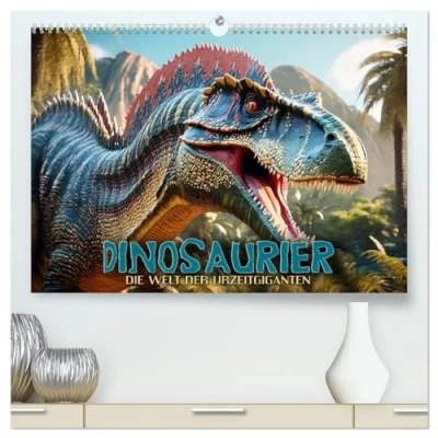 Abbildung von Dinosaurier die Welt der Urzeitgiganten (hochwertiger Premium Wandkalender 2025 DIN A2 quer), Kunstdruck in Hochglanz