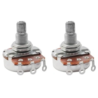 Abbildung von Musiclily Gitarre Full Size Pots A500k Split Knurled Lange 18mm Shaft Audio Volume Taper Potentiometer für Eletric Bass Replacement (Pack of 2)