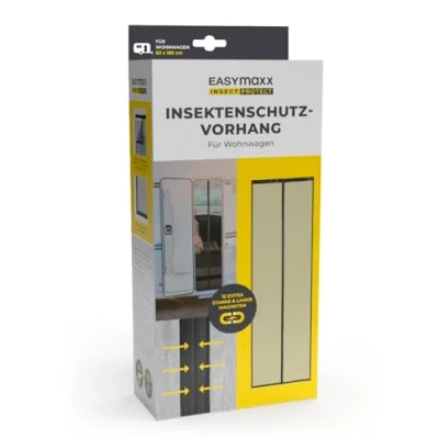 Abbildung von EASYmaxx Insektenschutzvorhang für Campingwagen 60 x 180 cm Fliegengitter Tür mit XXL Magnetbändern Insektenschutz Wohnwagen Magnet Moskitonetz selbstschließend