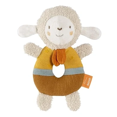 Abbildung von Fehn Baby Ring Greifling Schaf fehnNATUR Kuscheltier mit Bio Baumwolle Babyspielzeug Rassel &amp; Spieltier zum spielerischen Lernen Greif Spielzeug für Babys Kleinkinder ab 0+ Monaten