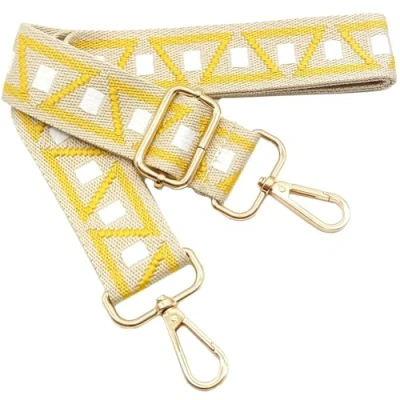 Abbildung von Verstellbarer Schultergurt für Taschen Gelb Weiß, Taschengurte zum Wechseln, Taschengurt Breit mit Karabiner Gold, 80 130 cm Tragegurt Tasche Damen Schulterriemen, Handtasche, 3.8cm, 1106