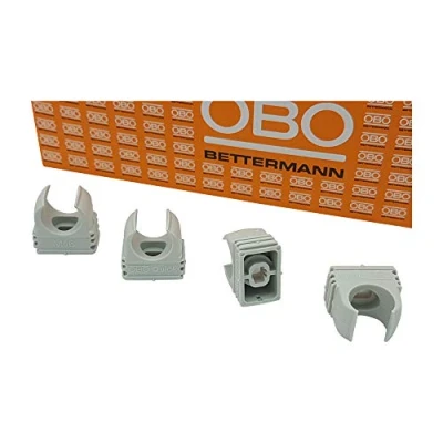 Abbildung von 50x OBO Bettermann M16 Quick Schellen Klemmschelle Rohrschelle anreihbar lichtgrau 16mm 50 Stück