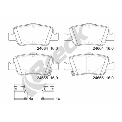 Abbildung von BRECK 24664 00 704 10 Bremsbelagsatz mit akustischer Verschleißwarnung TOYOTA: Auris Schrägheck, Kombi, Corolla X Limousine