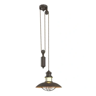 Abbildung von Lindby Pendelleuchte Louisanne, verstellbar, braun, Ø 35 cm