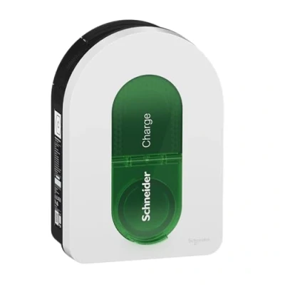 Abbildung von Schneider Electric Smarte Wallbox Charge 22kW, Ladesäule für Elektroauto, T2 Steckdose, 6mA Erkennung App Steuerung, Innen und Außen, Weiß