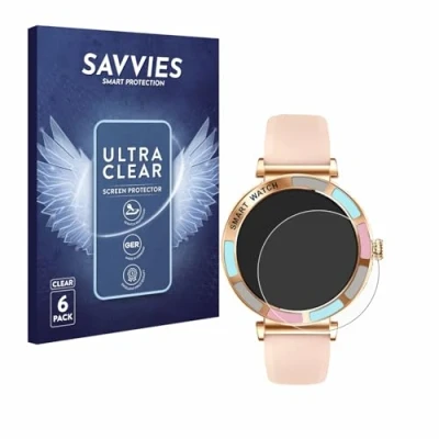 Abbildung von Savvies 6 Stück Schutzfolie für Bekomiya Smartwatch 1.27&quot; Displayschutz Folie Ultra Transparent
