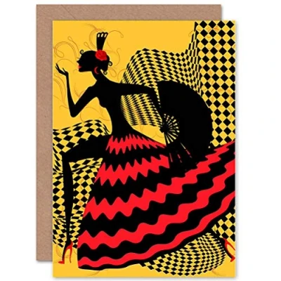 Abbildung von Wee Blue Coo PAINTING SPANISH FLAMENCO DANCER DESIGN BLANK GREETINGS BIRTHDAY CARD