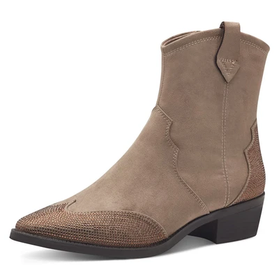 Abbildung von MARCO TOZZI Westernstiefelette, Blockabsatz, Cowboy Stiefelette, Boots, funkelnde Glitzersteinchen
