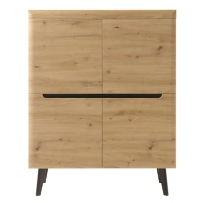 Abbildung von Furn.Design Highboard in Eiche Artisan und schwarz skandinavisch Anrichte Wohnzimmer Esszimmer Schrank 107 x 134 cm Ronson (Highboard)