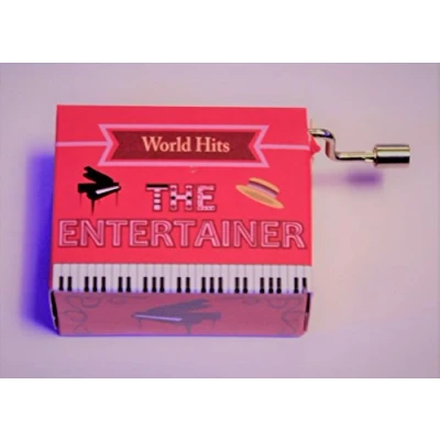 Abbildung von Spieluhr World Hits/Welthits mit dem bekannten Ragtime&quot;The Entertainer&quot; von Scott Joplin (Kurbelwerk, Mini Drehorgel)