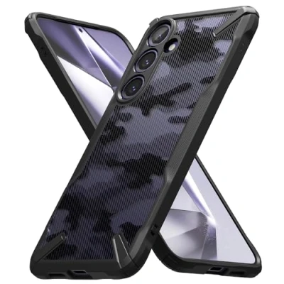 Abbildung von Ringke Fusion X Case Kompatibel mit Samsung Galaxy S24 Hülle 6,2 Zoll, Stoßfest TPU Bumper Handyhülle Handschlaufe Loch Camo Black