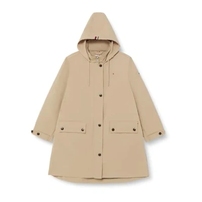 Abbildung von Tommy Hilfiger Parka &quot;ESSENTIAL COTTON BLEND PARKA&quot;, mit Kapuze, Sturmriegel hinten